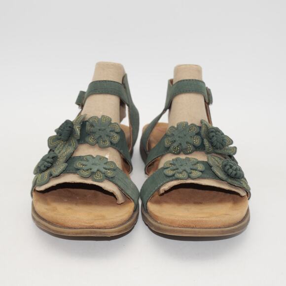 NEW Comfotiva Women's 8.5 Sandals Green Flowers Leather Buckle - Picture 7 of 12